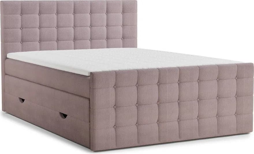 Fialová boxspring postel s úložným prostorem 200x200 cm Tasca – Maison de Rêve