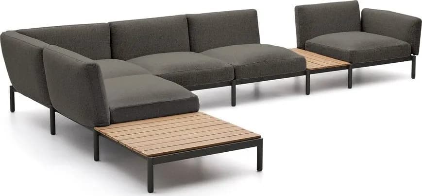 Tmavě šedá čalouněná zahradní pohovka (levý roh) Sorells – Kave Home