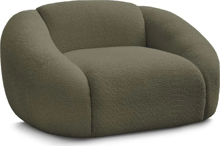 Zelené křeslo z textilie bouclé Tina – Bobochic Paris